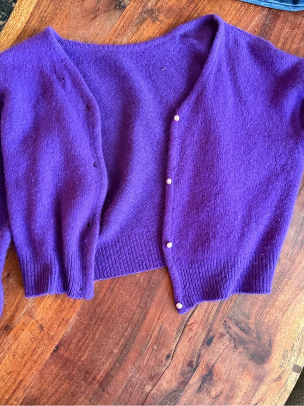 Purple Women's Cropped Button Cardigan Sweater